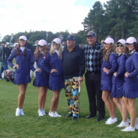 Sir Ian Botham and Darren Clarke with girls from the Alison Campbell Agency at their Celebrity Invitational 2012